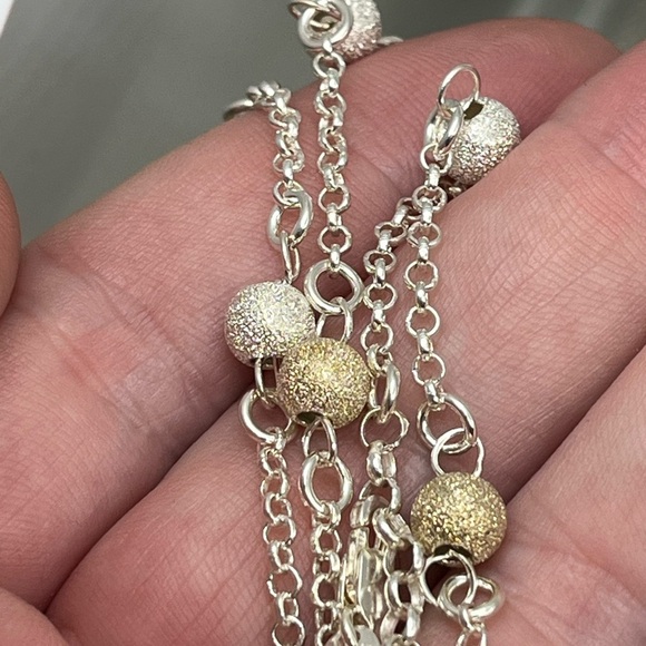 Vintage Milor Italy .925 Sterling Silver & Gold-Plated Stardust Bead Necklace - Picture 12 of 17